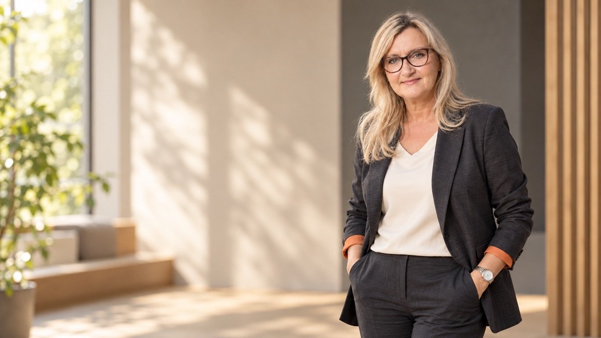 Gabriele Parolini in dunklem Blazer und hellem Shirt in einem lichtdurchfluteten Raum